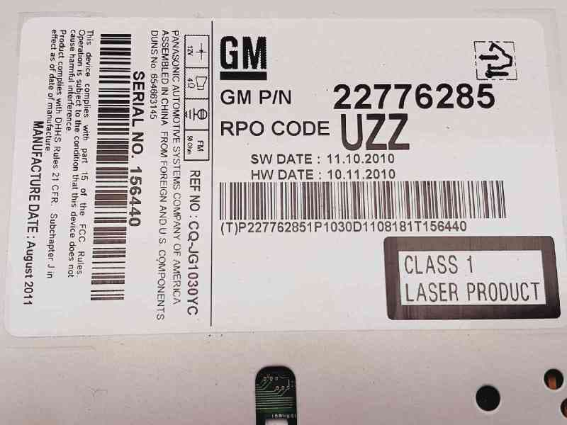 Recambio de sistema audio / cd para chevrolet cruze ls referencia OEM IAM 22776285 2