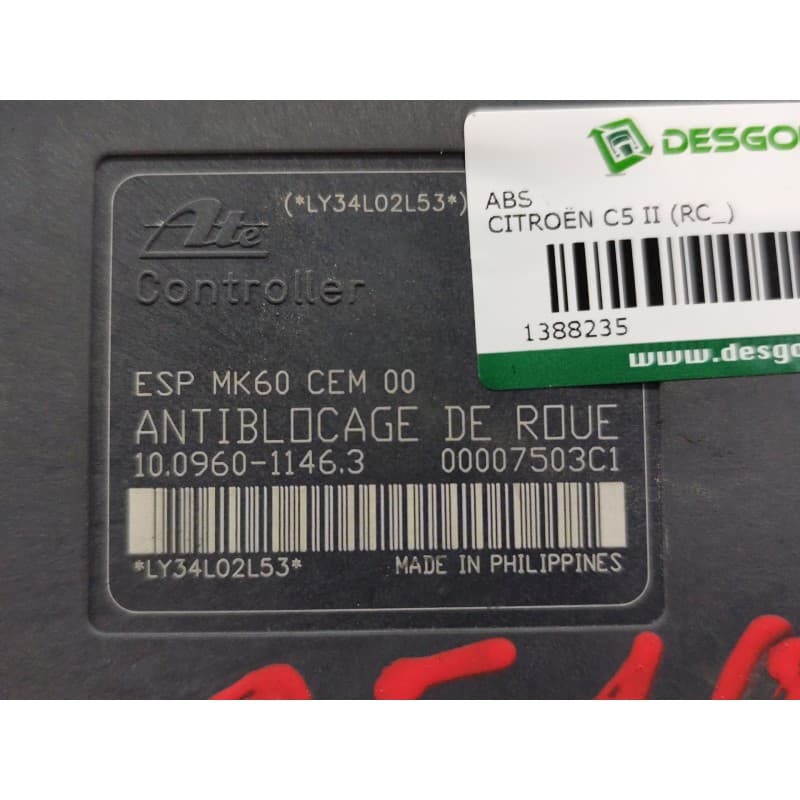 Recambio de abs para citroën c5 ii (rc_) 2.0 hdi (rcrhrh) referencia OEM IAM 9656419780 - Plata 3