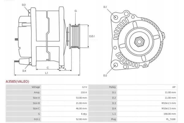 Alternador Completo As-Pl A3585 (Valeo) nuevo 5