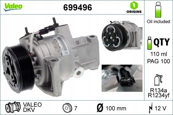 Compresor de aire acondicionado Valeo 699496 nuevo 4