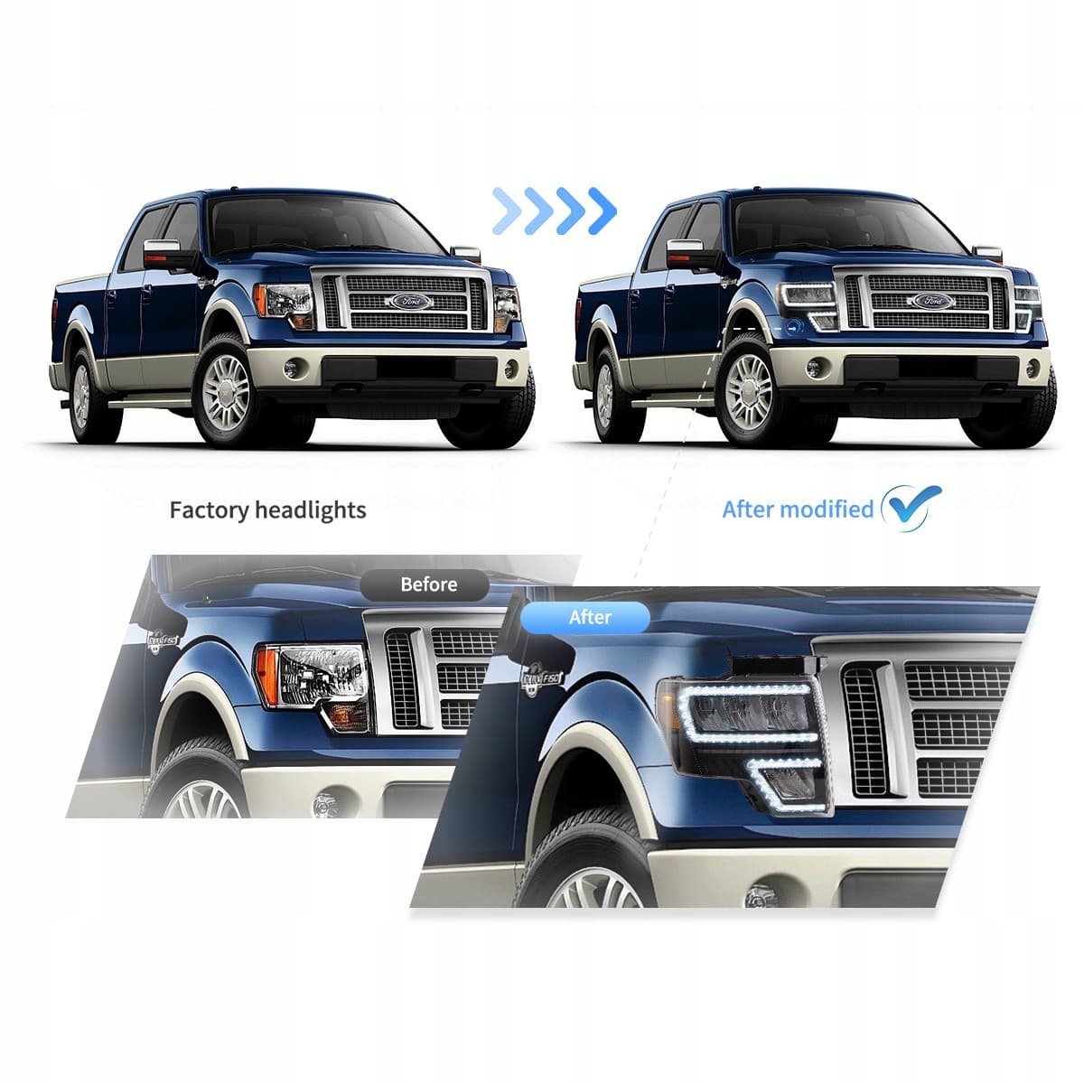 Faros delanteros Vland para Ford F-150 2009-2014 nuevo 5