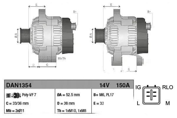 Alternador Denso DAN1354 nuevo