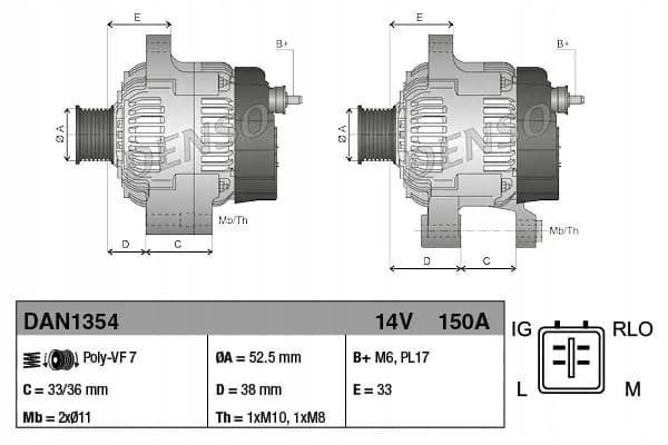 Alternador Denso DAN1354 nuevo 2