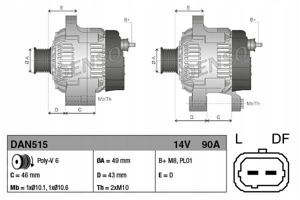 Alternador Denso DAN515 usado 3