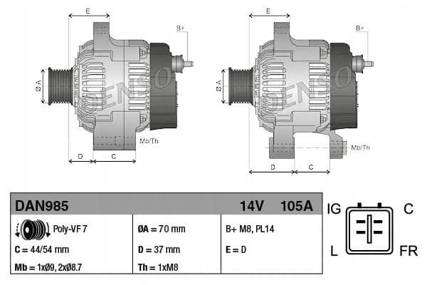 Alternador Denso DAN985 usado 3