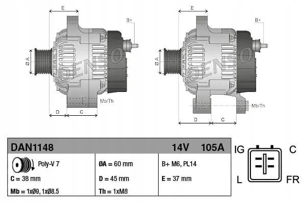 Alternador Denso DAN1148 usado 3