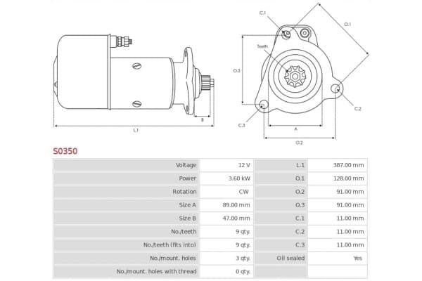 Motor de Arranque As-Pl S0350 usado 5