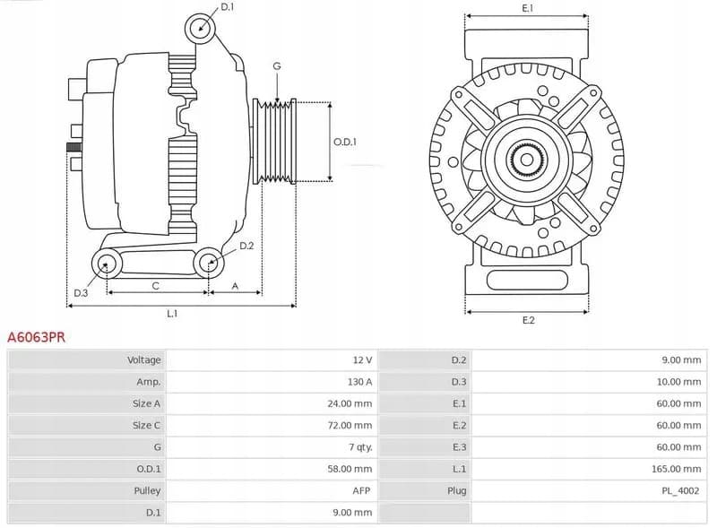 Alternador As-Pl A6063PR 130A para Toyota RAV4 Verso nuevo 4