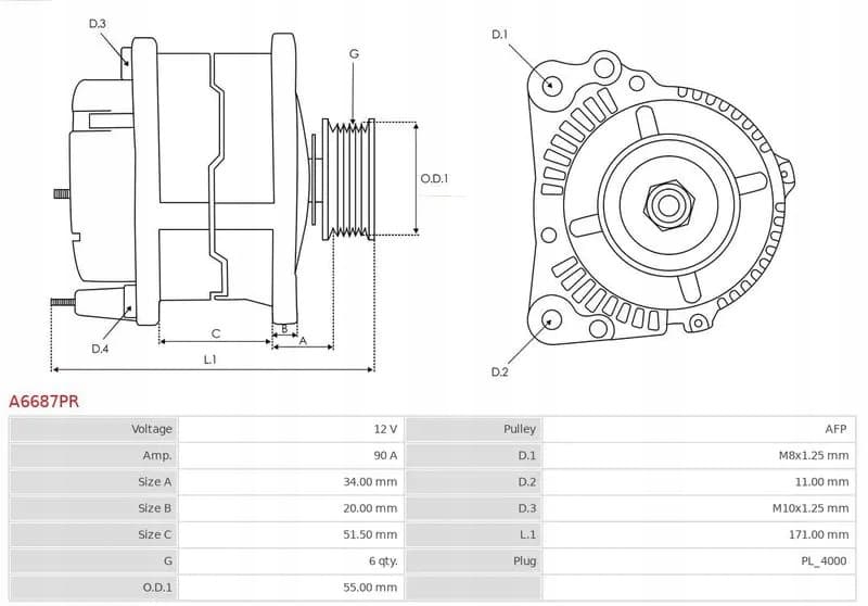 Alternador As-Pl A6687PR nuevo 5