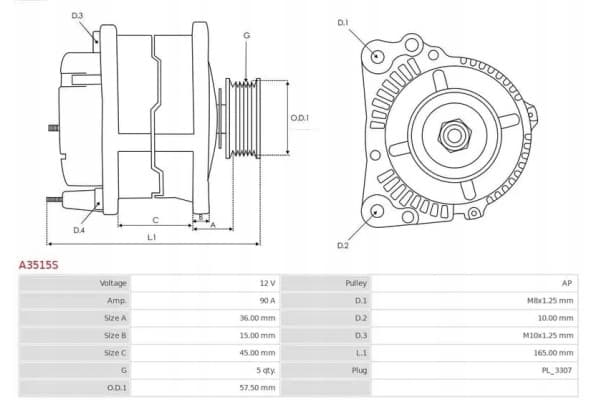 Alternador As-Pl A3515S usado 5