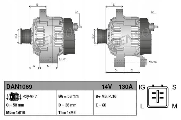 Alternador Denso DAN1069 para Toyota reacondicionado 4