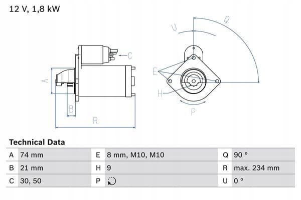 Motor de Arranque Bosch 0 986 021 230 para BMW nuevo 4