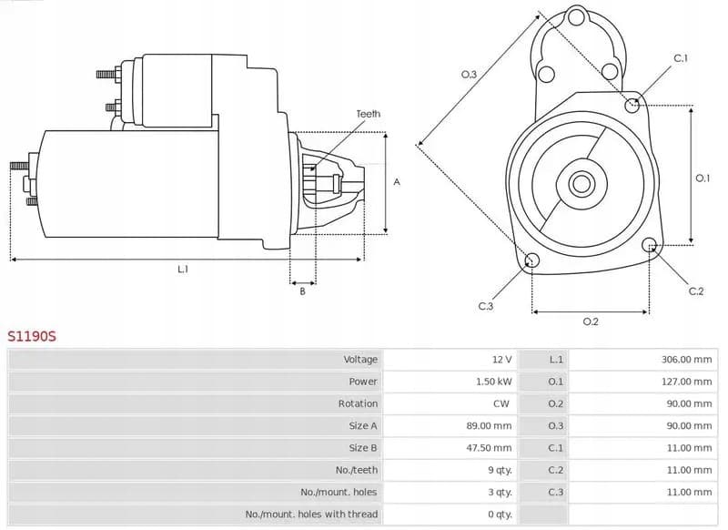 Motor de arranque As-Pl S1190S nuevo 6