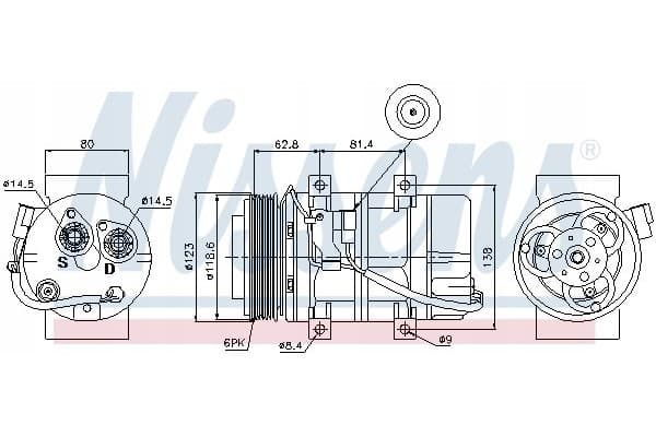Compresor de aire acondicionado Nissens 89069 usado 2