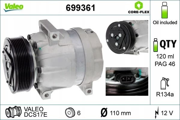 Compresor de aire acondicionado Valeo 699361 usado 5