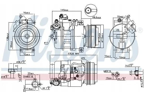 Compresor de aire acondicionado Nissens 89080 usado 6