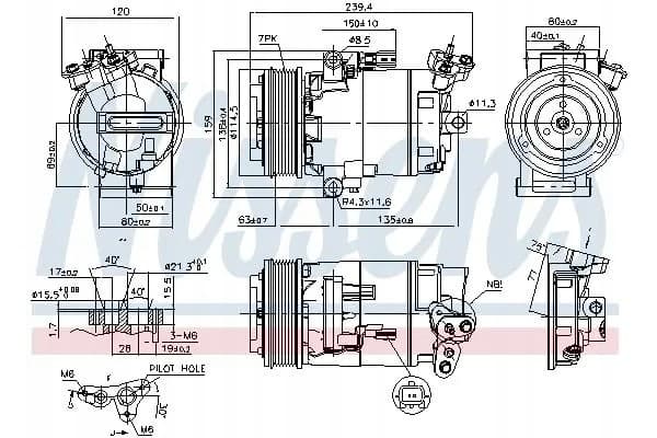 Compresor de aire acondicionado Nissens 890015 usado 6