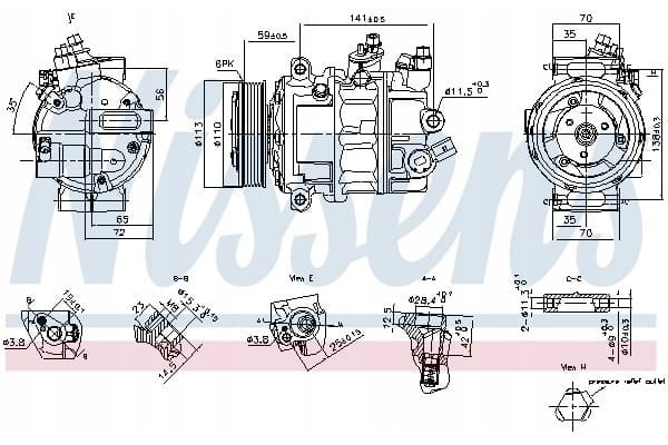 Compresor de aire acondicionado Nissens 890893 usado 2