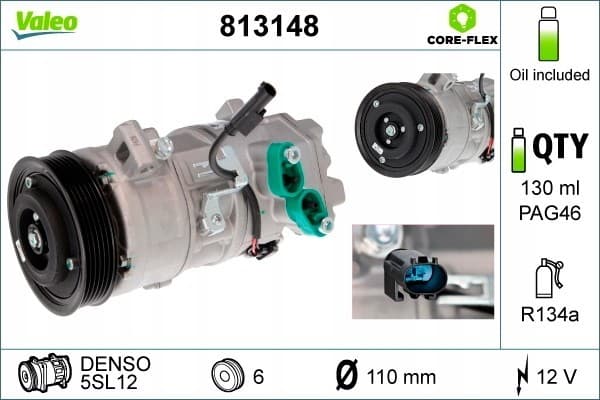 Compresor de aire acondicionado Valeo 813148 usado 5