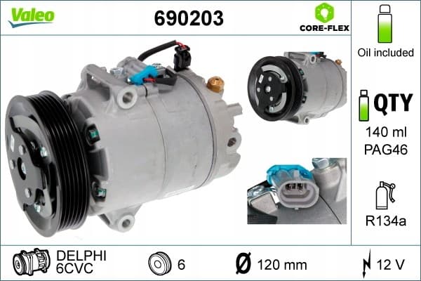 Compresor de aire acondicionado Valeo 690203 nuevo 5