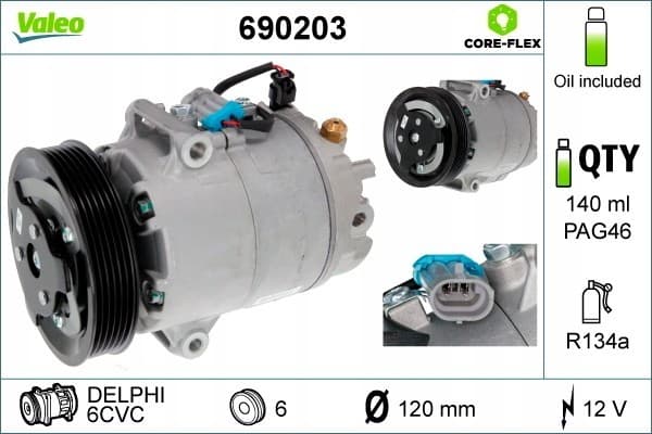 Compresor de aire acondicionado Valeo 690203 usado 5