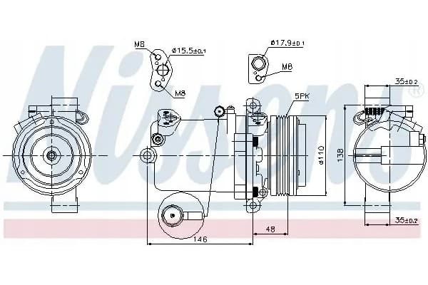 Compresor de aire acondicionado Nissens 89133 nuevo 6