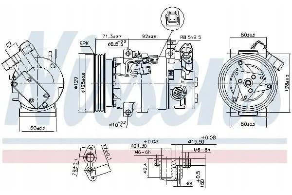 Compresor de aire acondicionado - Nissens 890586 usado 8