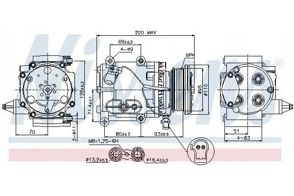 Compresor de aire acondicionado Nissens 89228 usado 5