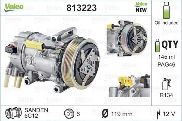 Compresor de aire acondicionado Valeo 813223 nuevo 4