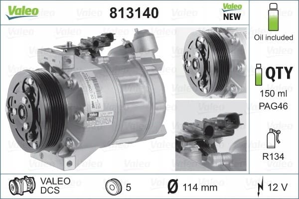 Compresor de aire acondicionado Valeo 813140 usado 2