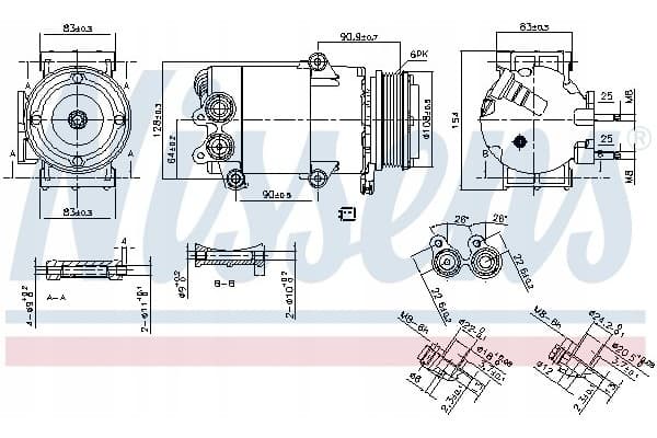 Compresor de aire acondicionado Nissens 890216 usado 2
