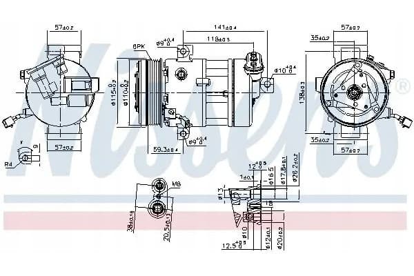 Compresor de aire acondicionado Nissens 890667 usado 2