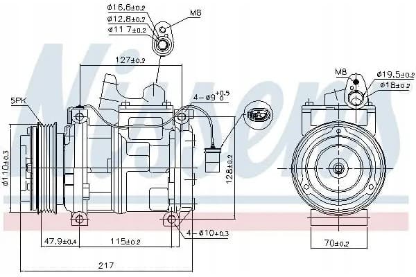 Compresor de aire acondicionado Nissens 89147 usado 6