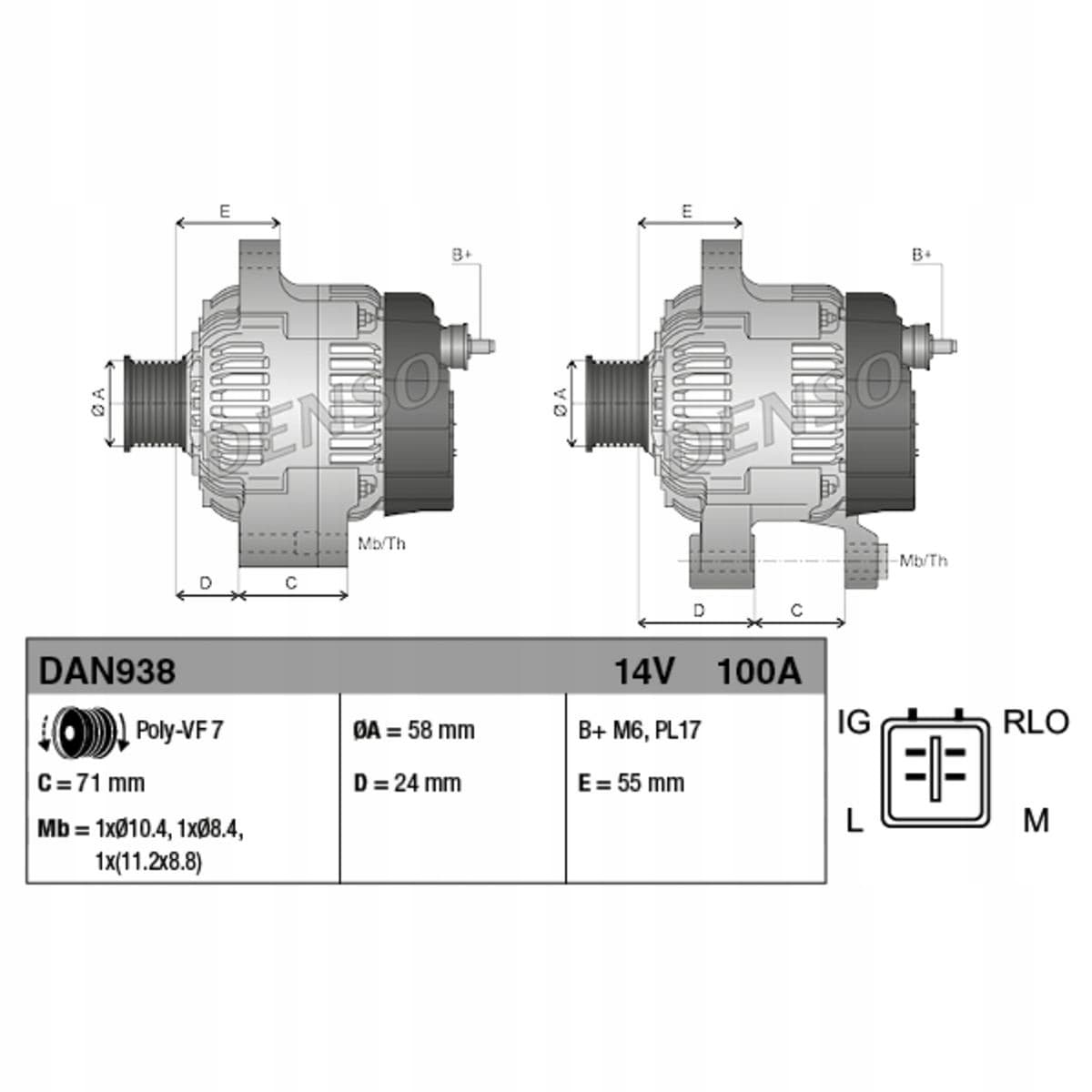 Alternador Denso DAN938 nuevo 4