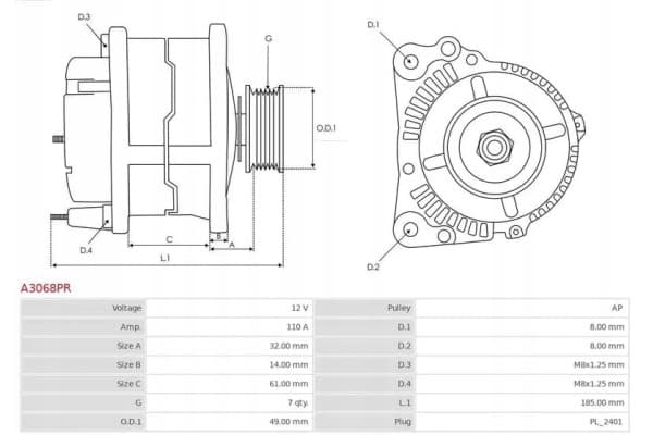 Alternador As-Pl A3068PR 110A para Renault usado 5