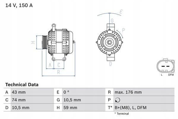 Alternador Bosch 0 986 047 910 usado 6