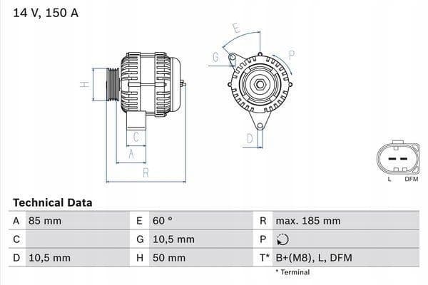 Alternador Bosch 0 986 047 550 usado 4