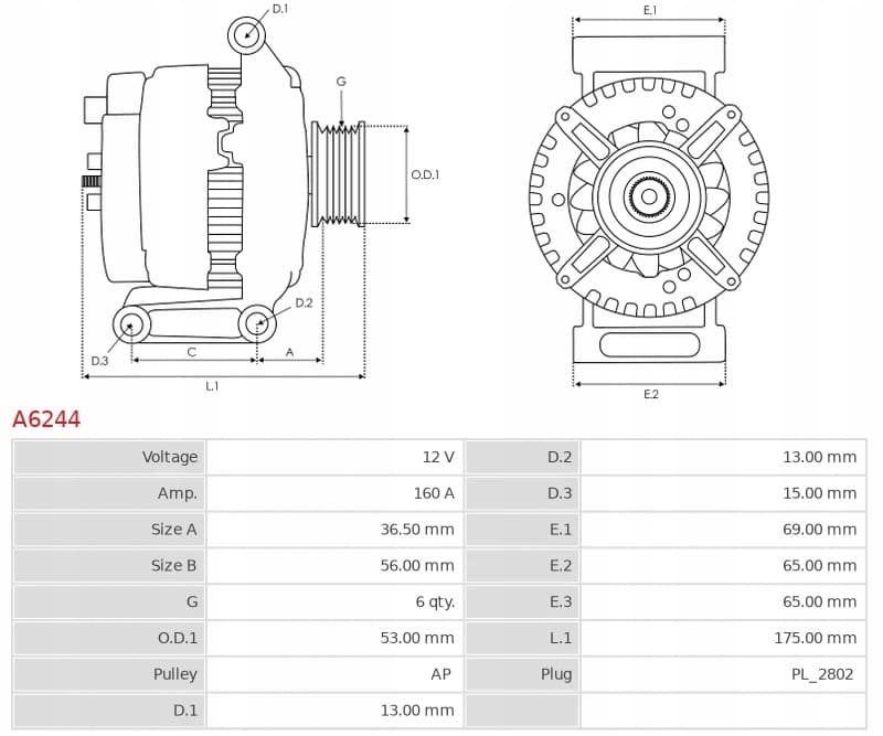 Alternador As-Pl A6244 nuevo 5