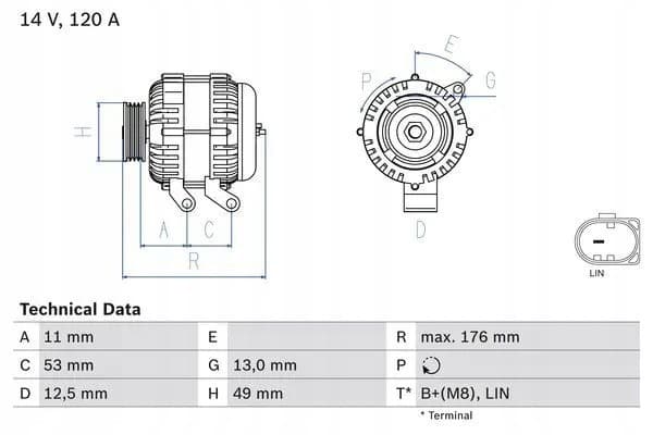 Alternador Bosch 0 986 082 220 120A usado 3