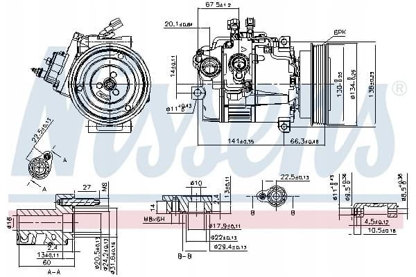 Compresor de Aire Acondicionado Nissens 89462 nuevo 2
