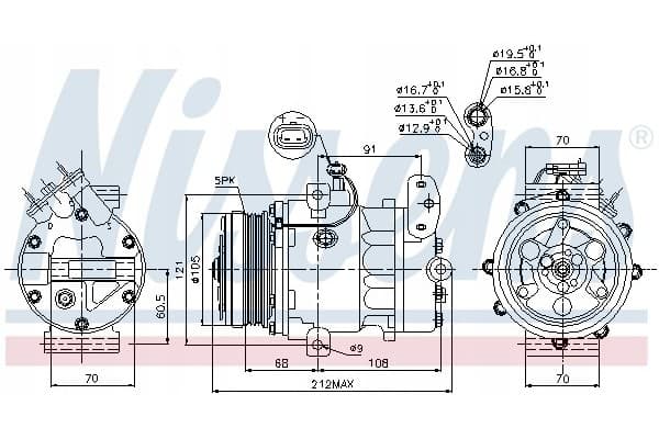 Compresor de aire acondicionado Nissens 89037 nuevo 2