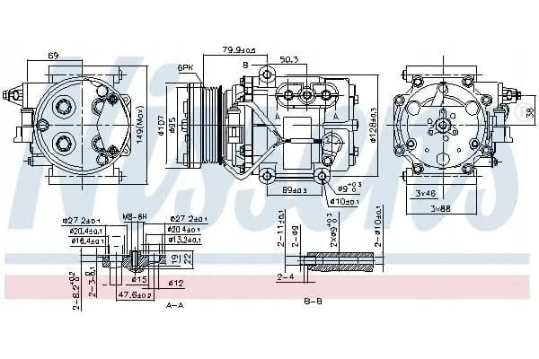 Compresor de aire acondicionado Nissens 89240 usado 8