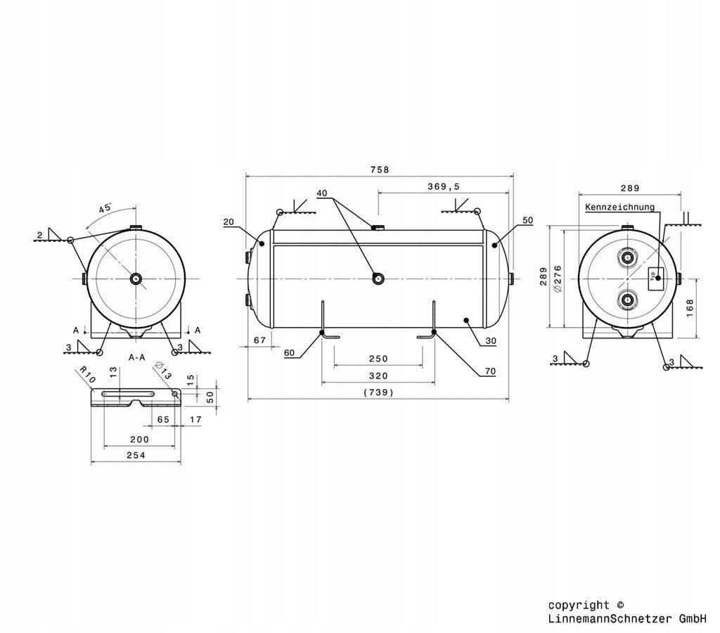 Depósito de Aire 40L 276x758mm nuevo 2
