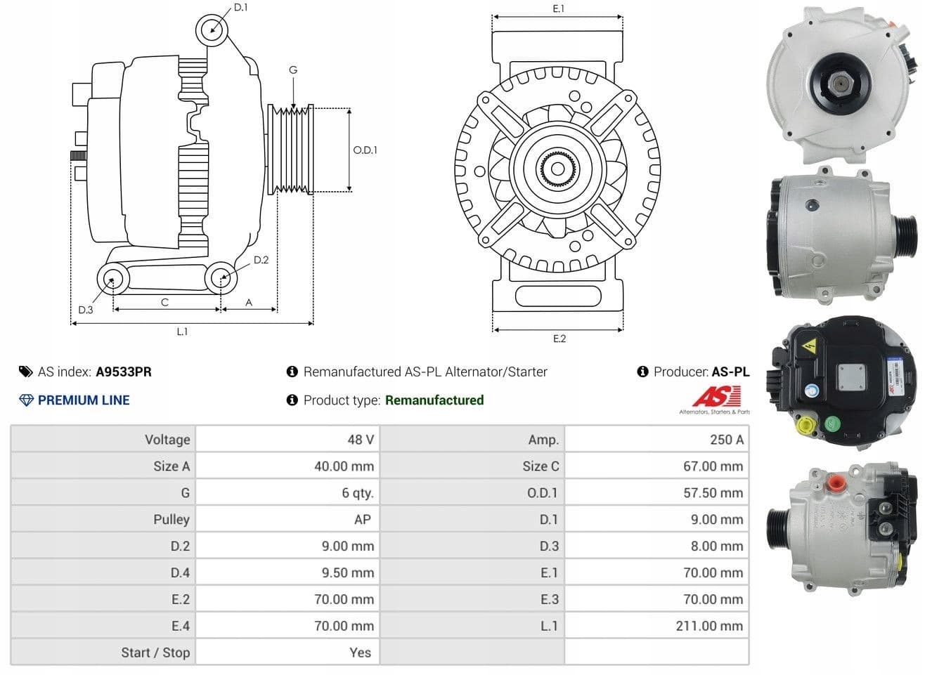 Alternador As-Pl A9533PR nuevo 5