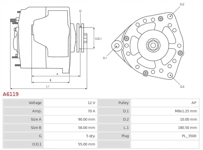 Alternador As-Pl A6119 nuevo 5