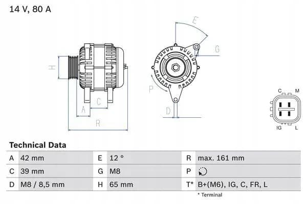 Alternador Bosch 0 986 080 570 80A para Honda usado 3