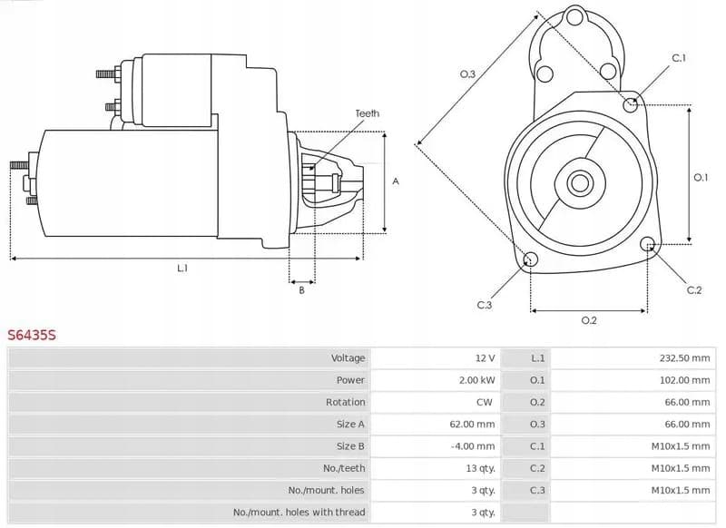 Motor de arranque As-Pl S6435S nuevo 5