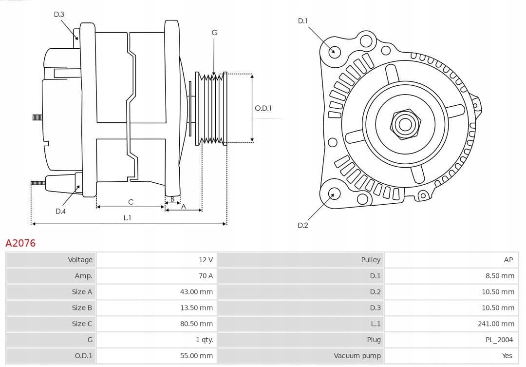 Alternador As-Pl A2076 nuevo 9