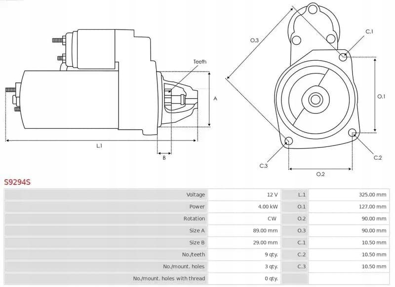Motor de arranque As-Pl S9294S nuevo 5