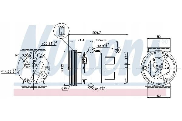 Compresor de aire acondicionado Nissens 89072 nuevo 2